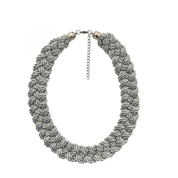 collar trenzado plateado pau complementos