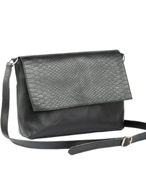 Cartera de Cuero Caiman Negra