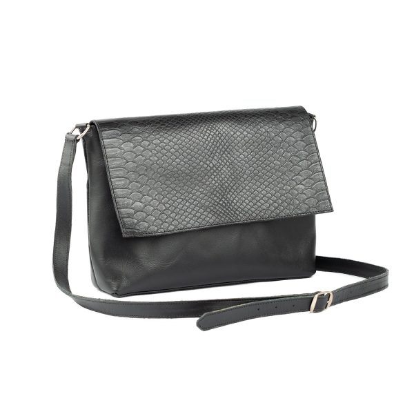 Cartera de Cuero Caiman Negra